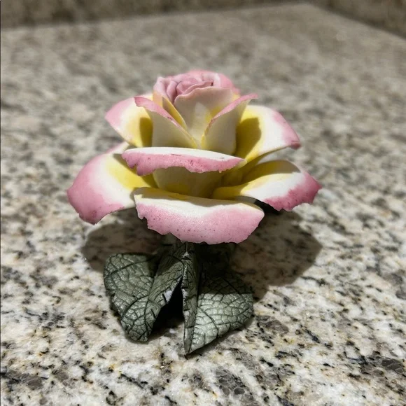 Porcelain Pink & Yellow Rose - Picture 3 of 7